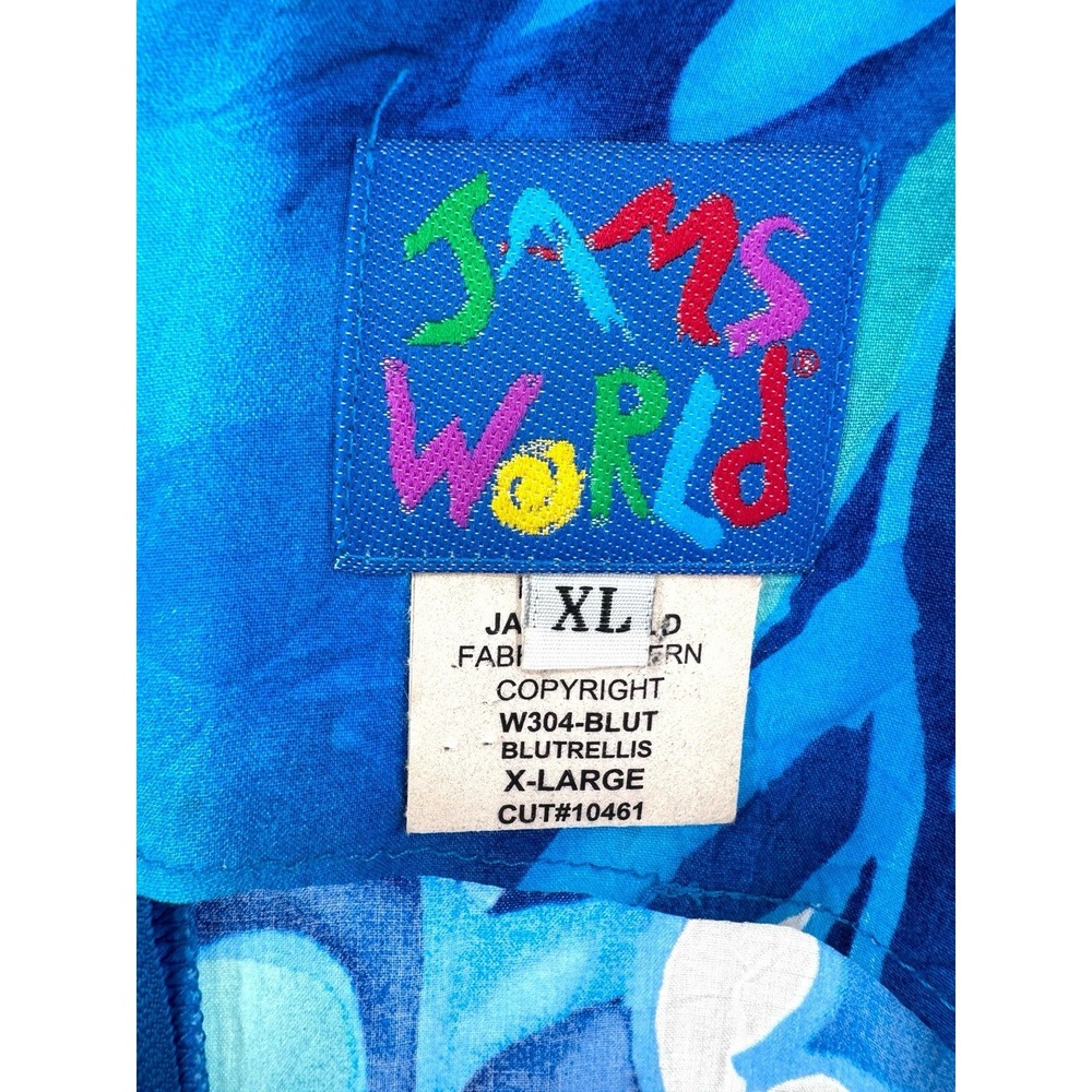VTG Jams World 90s Floral Mini Dress XL Blue Tropical Hawaiian Sun Dress - Picture 3 of 5